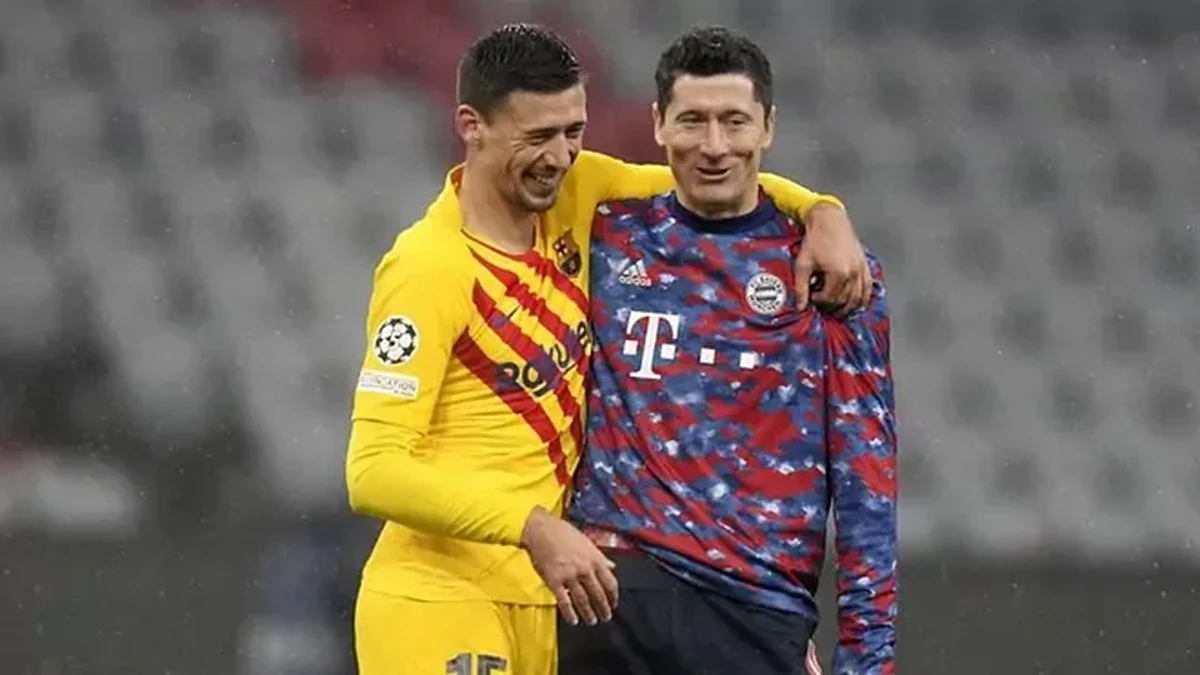 Lenglet (kiri) dan Lewandowski. Foto: Dok. Marca