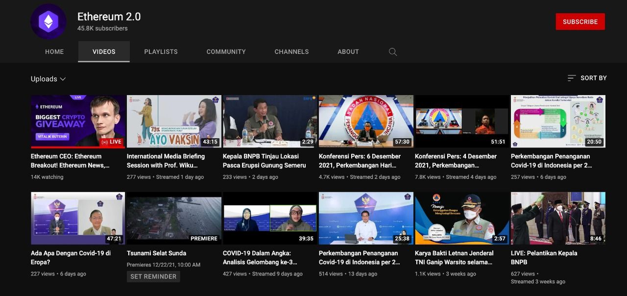 Akun Youtube BNPB diretas