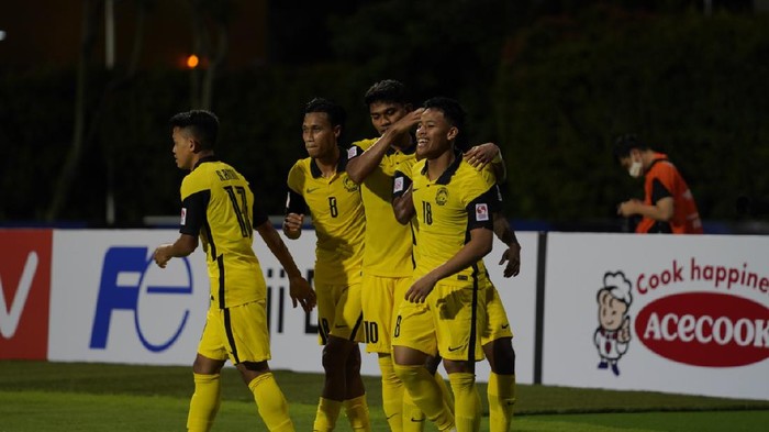 Timnas Malaysia di Piala AFF 2020 saat menang 3-1 dari Kamboja.