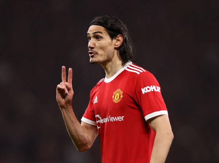 MANCHESTER, ENGLAND - OCTOBER 20: Edinson Cavani of Manchester United during the UEFA Champions League group F match between Manchester United and Atalanta at Old Trafford on October 20, 2021 in Manchester, England. (Photo by Naomi Baker/Getty Images)