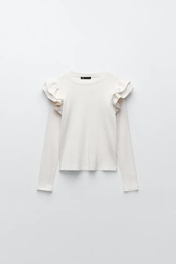 Zara - T-Shirt Rimpel Bahu