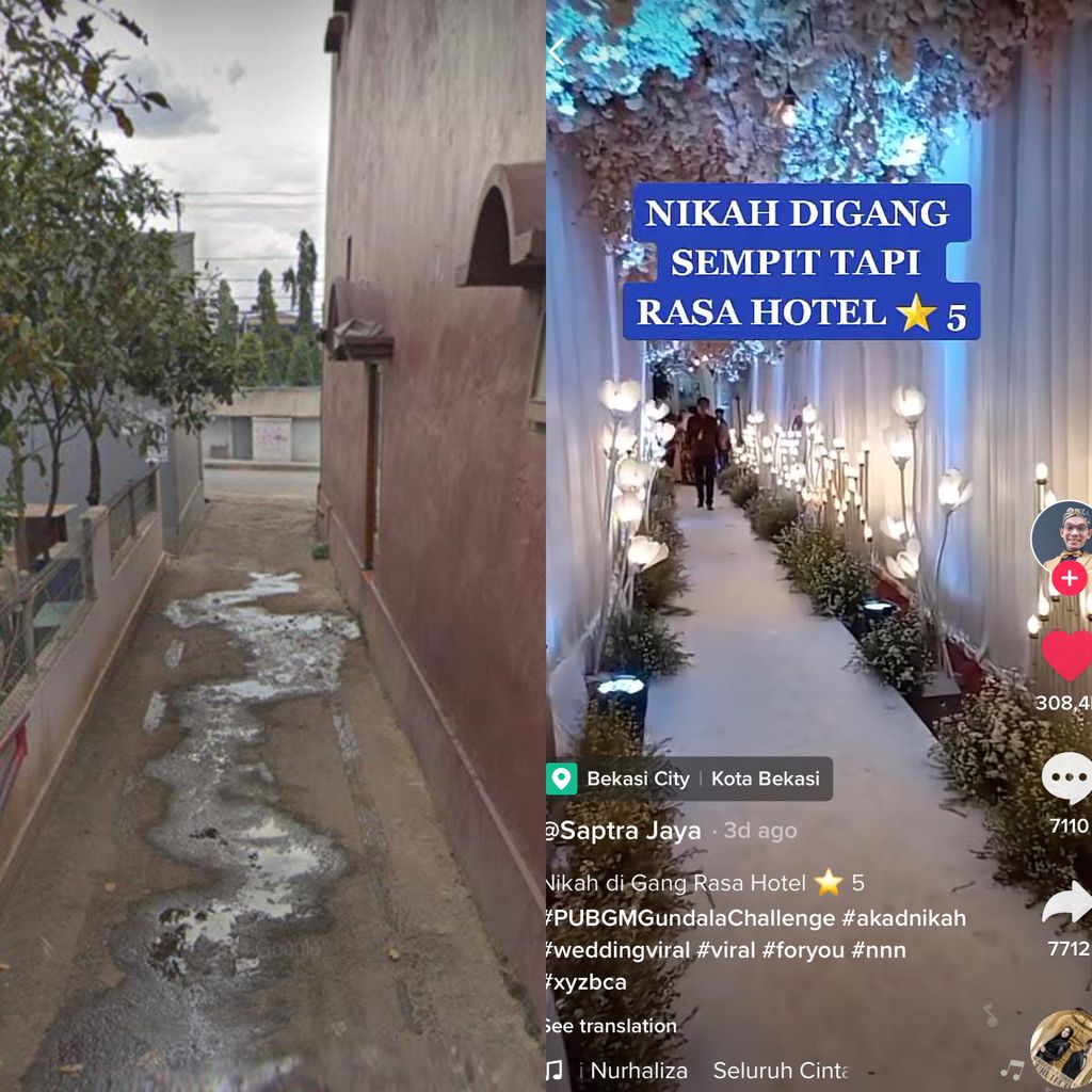 Dekorasi pernikahan gang sempit viral.