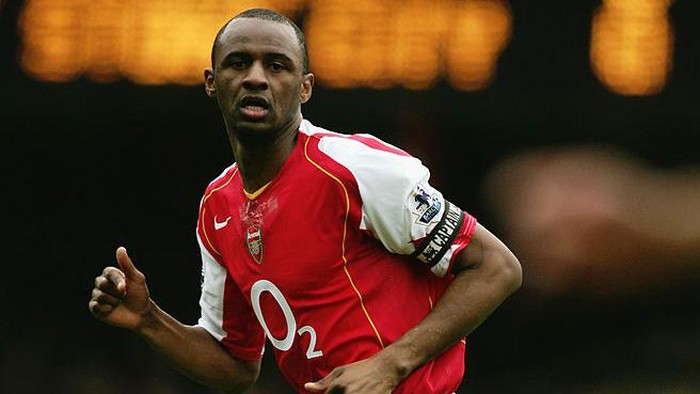Patrick Vieira LONDON - JANUARY 09: Patrick Vieira of Arsenal in action during the FA Cup Third Round match between Arsenal and Stoke City at Highbury on January 9, 2005 in London, England. (Photo by Mark Thompson/Getty Images)