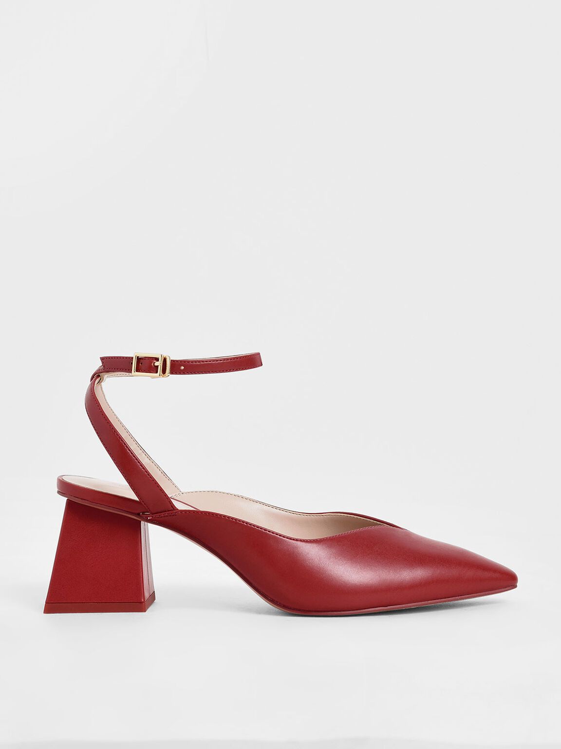 Charles & Keith - Sweetheart-Cut Pumps - Red