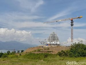 Begini Progres Pembangunan Menara Kujang Kembar-Masjid di Waduk Jatigede