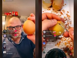 Gabut! Pria Ini Live TikTok Sambil Kupas Cangkang Telur Tanpa Pecah