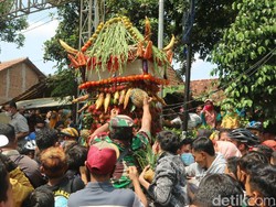 Begini Keseruan Warga Kudus Berebut Belasan Gunungan Durian 