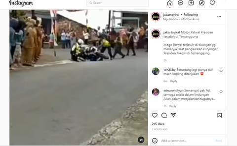 Motor polisi pengawal presiden jokowi jatuh di jalan menanjak dan menikung di temanggung
