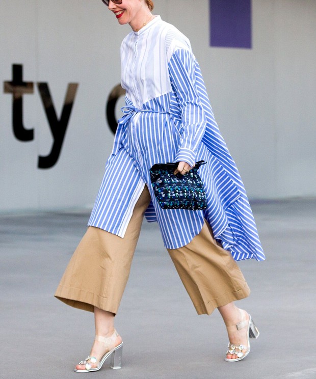 Shirt dress dan wide leg pants/