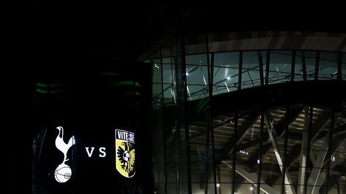 LONDON, ENGLAND - NOVEMBER 04: A general view outside the stadium prior to the UEFA Europa Conference League group G match between Tottenham Hotspur and Vitesse at Tottenham Hotspur Stadium on November 04, 2021 in London, England. (Photo by Julian Finney/Getty Images)
