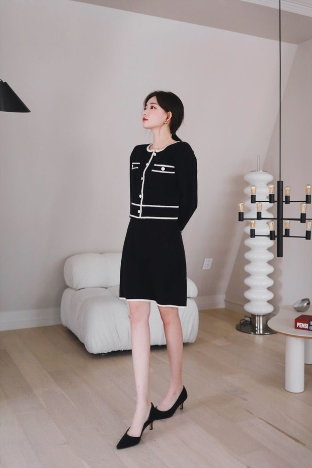 Outer hitam untuk tampil berkelas/Foto: Instagram.com/Milkcocoa Outer hitam untuk tampil berkelas