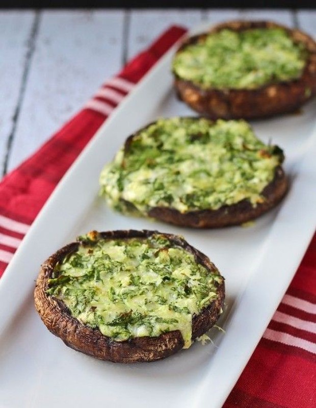 Ide pertama : Grilled portobello mushroom with spinach and cheese