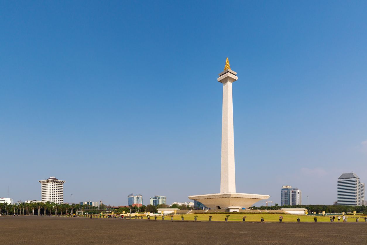 Beautiful view of the National Monument of Indonesia (Monumen Nasional, MoNas) in Jakarta, Indonesia