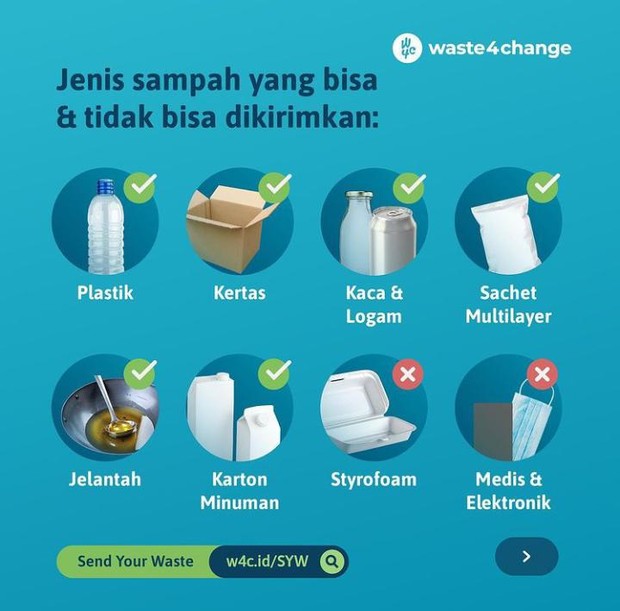 Sampahmu bisa kamu daur ulang di Waste4Change dan berikut ini jenis sampah yang bisa didaur ulang