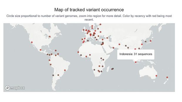 tangkapan layar data kasus Omicron di GISAID