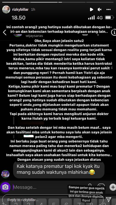 Instagram Stories Rizky Billar