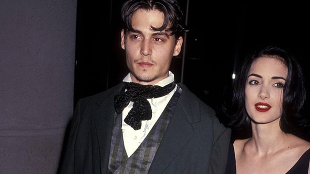 Actor Johnny Depp and actress Winona Ryder attend the 48th Annual Golden Globe Awards on January 19, 1991 at Beverly Hilton Hotel in Beverly Hills, California.