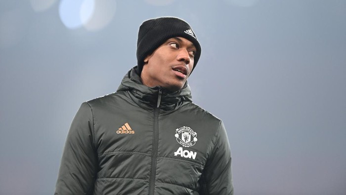 MANCHESTER, ENGLAND - FEBRUARY 02: Anthony Martial of Manchester United looks on ahead of the Premier League match between Manchester United and Southampton at Old Trafford on February 02, 2021 in Manchester, England. Sporting stadiums around the UK remain under strict restrictions due to the Coronavirus Pandemic as Government social distancing laws prohibit fans inside venues resulting in games being played behind closed doors. (Photo by Laurence Griffiths/Getty Images)