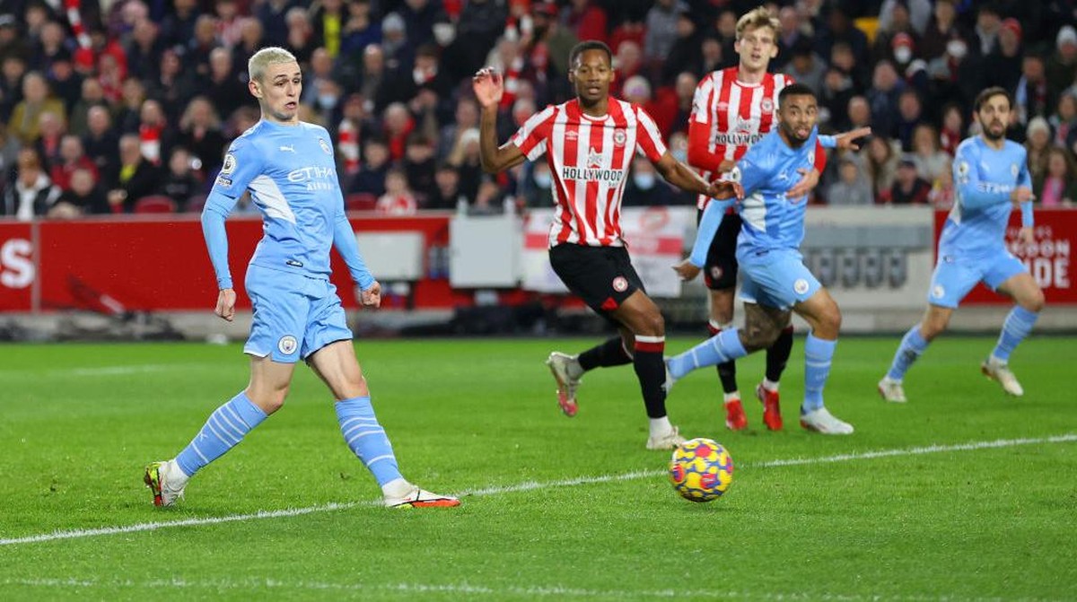 Manchester City unggul 1-0 atas Brentford di babak pertama (Foto: Getty Images/Catherine Ivill)