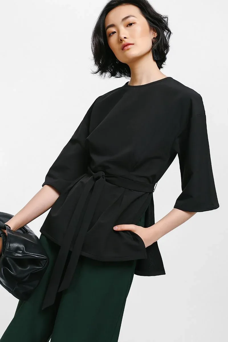 Exley - Flutter Sleeve Sash Top