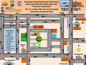 4 Lokasi dan 12 Jalan di Pasuruan Ditutup Saat Malam Tahun Baru 2022