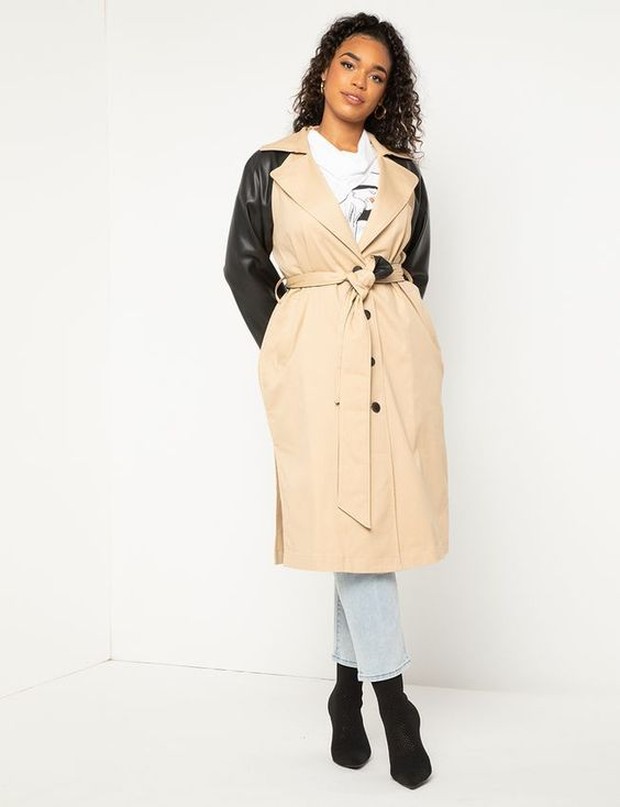 Pinterest.com/eloquii Pakailah colorblocked trench
