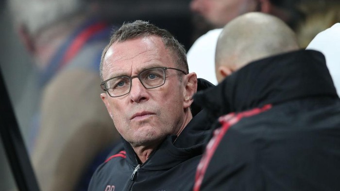 NEWCASTLE UPON TYNE, ENGLAND - DECEMBER 27: Ralf Rangnick, Interim Manager of Manchester United looks on prior to the Premier League match between Newcastle United  and  Manchester United at St James Park on December 27, 2021 in Newcastle upon Tyne, England. (Photo by Ian MacNicol/Getty Images)