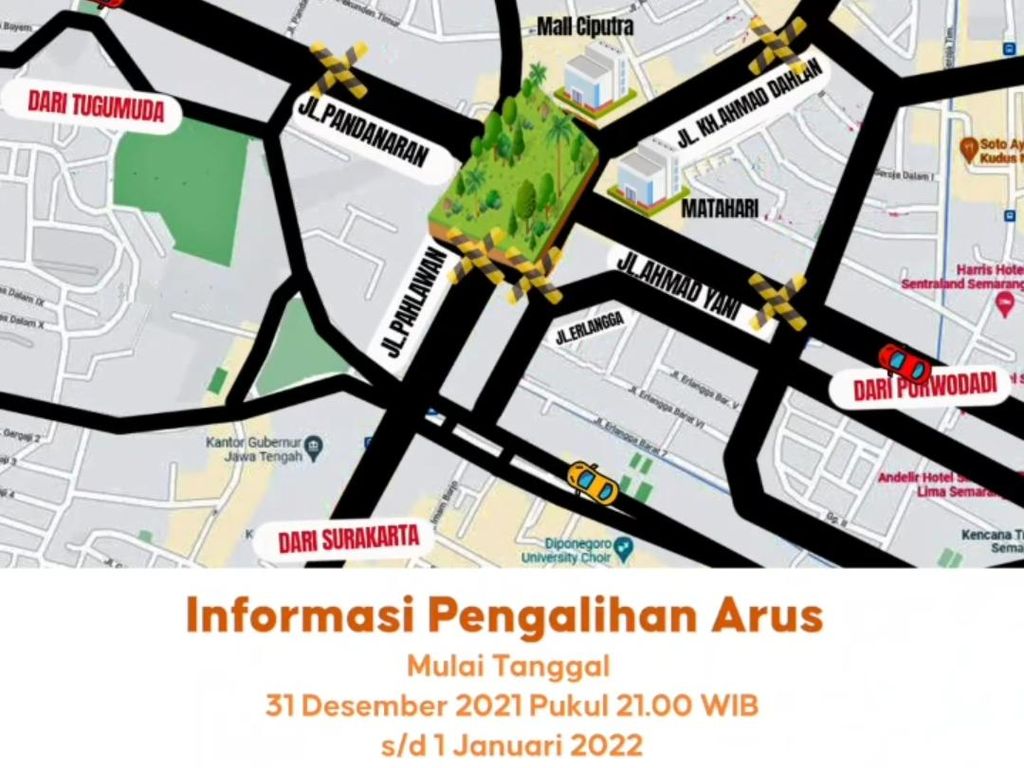 Malam Tahun Baru, Akses Simpang Lima-Kota Lama Semarang Ditutup