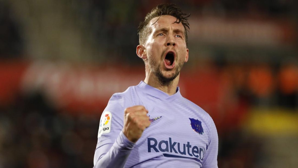 Luuk de Jong merayakan gol ke gawang Real Mallorca. (Foto: AP/Francisco Ubilla)
