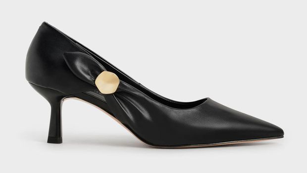 Charles & Keith - Embellished Pointed-Toe Pumps (Black)