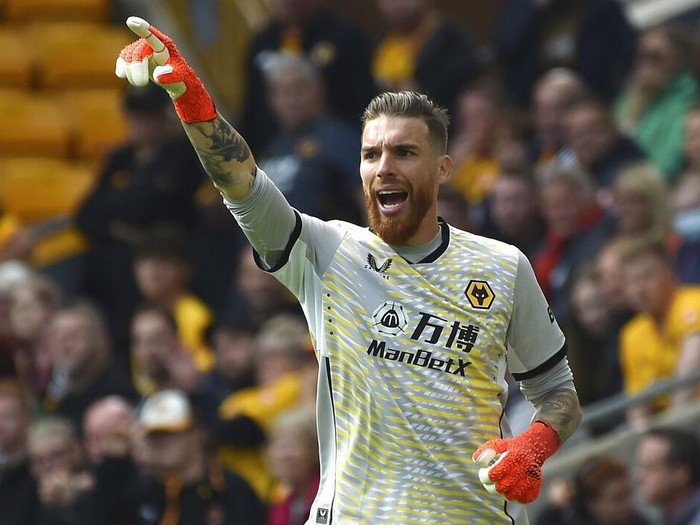 Wolverhampton Wanderers goalkeeper Jose Sa during the English Premier League soccer match between Wolverhampton Wanderers and Tottenham Hotspur at Molineux stadium in Wolverhampton, England, Sunday, Aug. 22, 2021. (AP Photo/Rui Vieira)