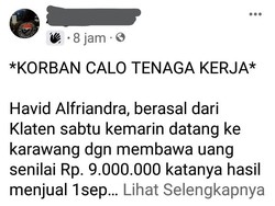 Viral! Pemuda Klaten Disebut Kelaparan Gegara Ditipu Calo Tenaga Kerja