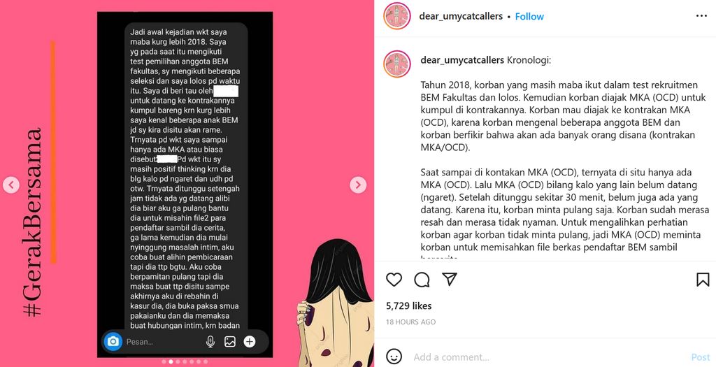 Tangkapan layar WhatsApp dugaan kasus pemerkosaan di UMY