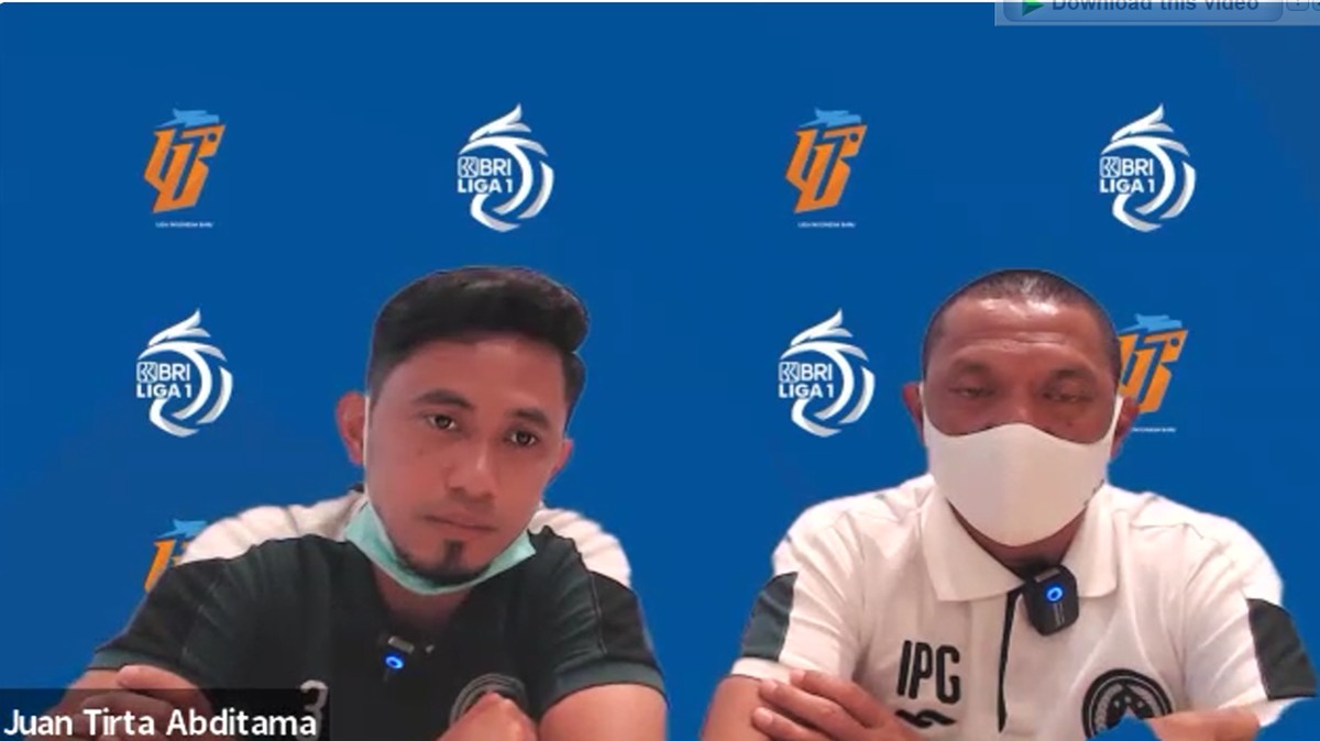 Tangkapan layar konferensi pre-match virtual PSS Sleman jelang laga vs Persiraja Banda Aceh. Foto: Sui Suadnyana/detikcom