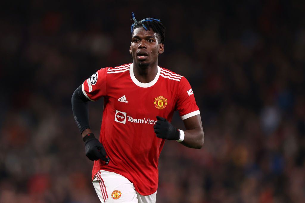MANCHESTER, ENGLAND - OCTOBER 20: Paul Pogba of Manchester United in action during the UEFA Champions League group F match between Manchester United and Atalanta at Old Trafford on October 20, 2021 in Manchester, England. (Photo by Naomi Baker/Getty Images)