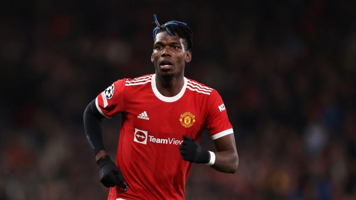 MANCHESTER, ENGLAND - OCTOBER 20: Paul Pogba of Manchester United in action during the UEFA Champions League group F match between Manchester United and Atalanta at Old Trafford on October 20, 2021 in Manchester, England. (Photo by Naomi Baker/Getty Images)