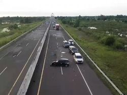 Lubang di Tol Palembang-Lampung Pemicu Wanita Tewas Kecelakaan Ditutup
