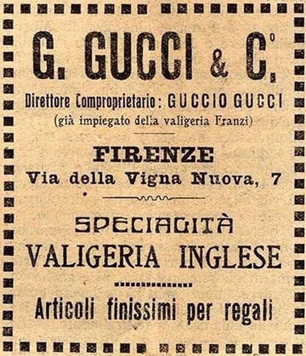 Label Gucci di tahun 1922/