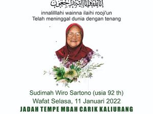 Pembuat Jadah Tempe Mbah Carik Kaliurang Meninggal Dunia Pembuat Jadah Tempe Mbah Carik Kaliurang Meninggal Dunia