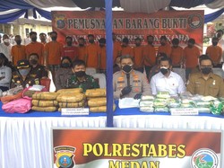 Polrestabes Medan Musnahkan 33 Kg Sabu dan 19 Kg Ganja Hasil Tangkapan