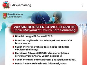 Catat! Ini Syarat dan Cara Daftar Vaksinasi Booster di Kota Semarang Catat! Ini Syarat dan Cara Daftar Vaksinasi Booster di Kota Semarang