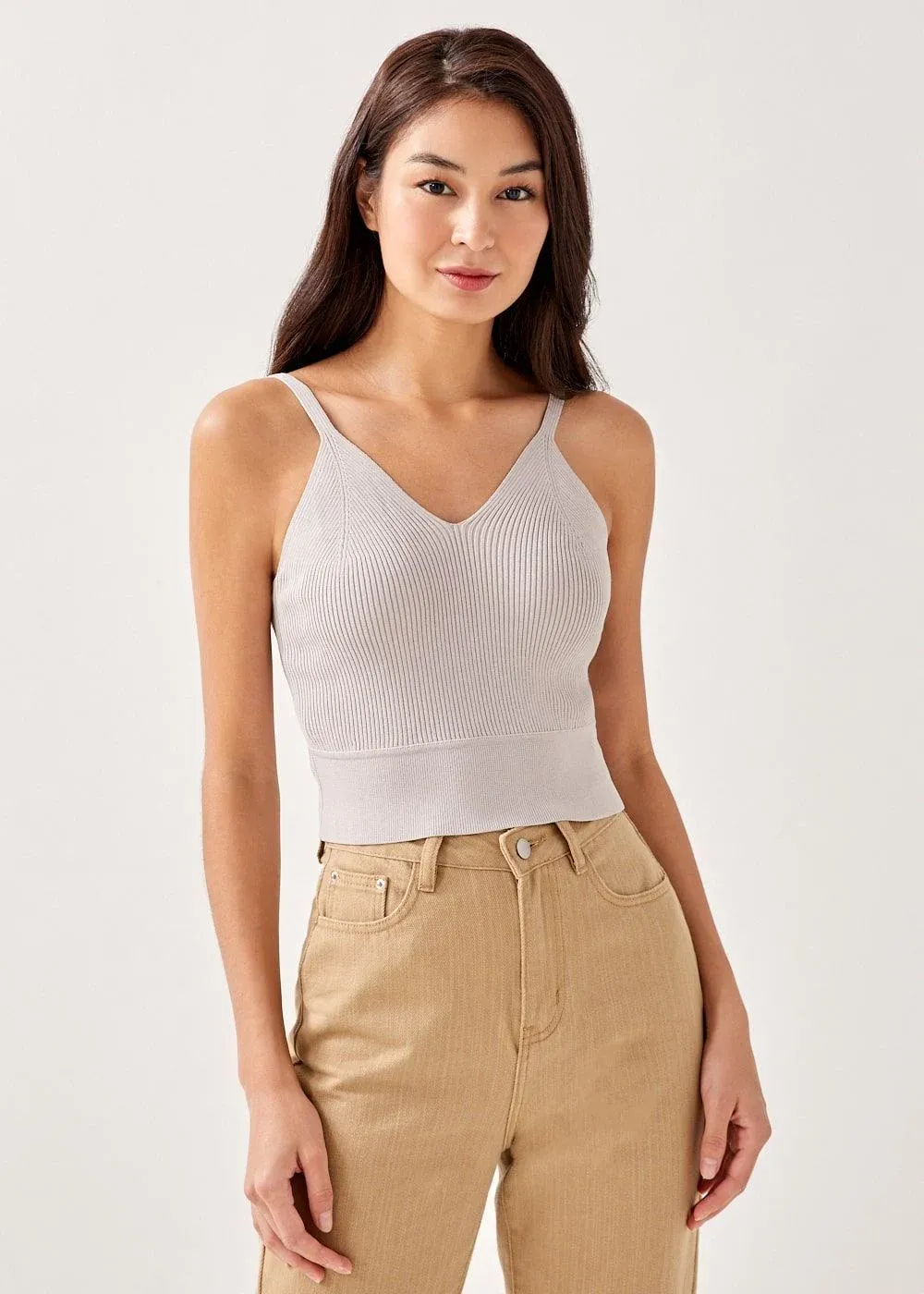 Love, Bonito - Sophie Ribbed Knit Cropped Camisole