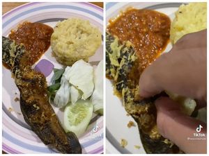 Kehabisan Nasi, Pria Ini Makan Pecel Lele Pakai Mashed Potato!