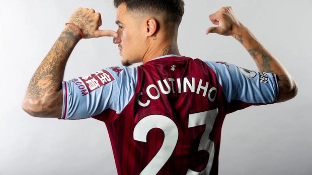 Aston Villa memperkenalkan Philippe Coutinho secara resmi pada Rabu (12/1/2022). Coutinho diberikan seragam The Villans dengan nomor punggung 23.