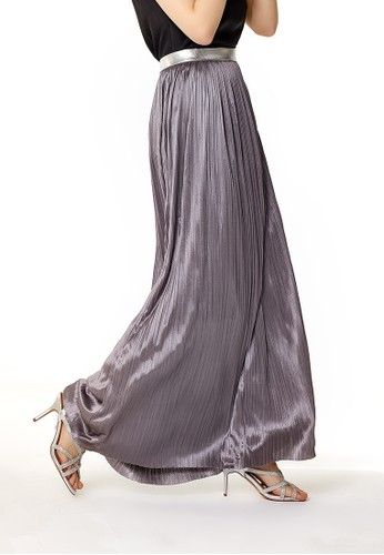 London Rag - Grey Pleated Maxi Skirt