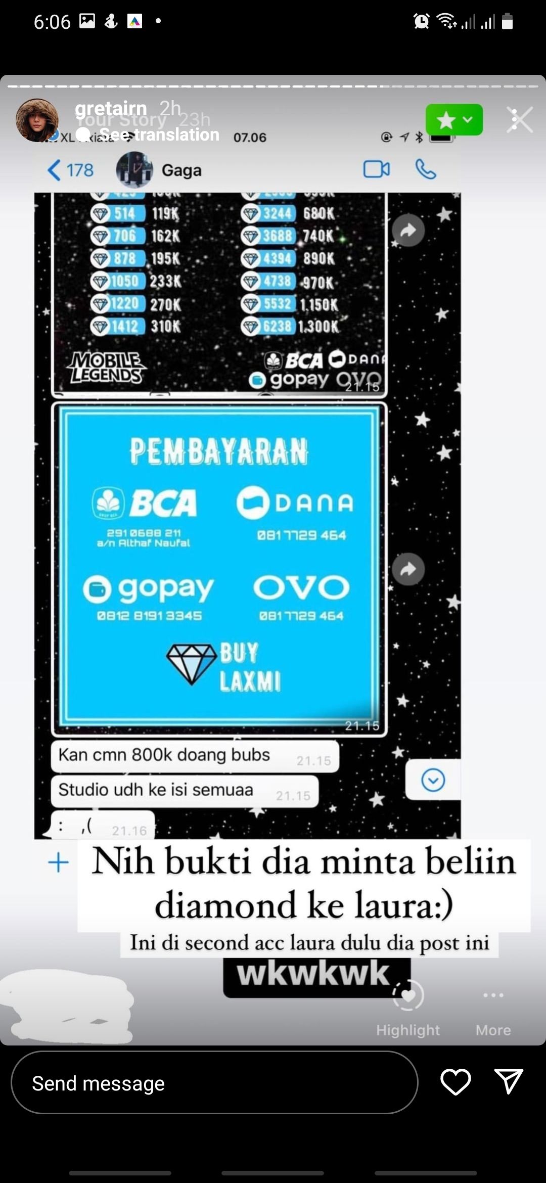 Greta Iren spill Gaga Muhammad
