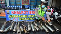 Penampakan Ratusan Knalpot Brong yang Diamankan di Kudus