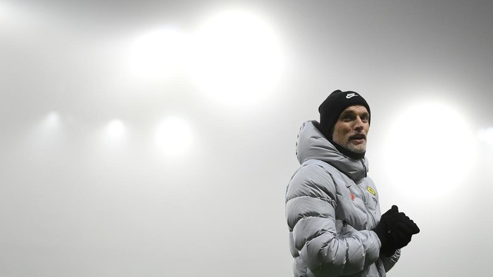 WOLVERHAMPTON, ENGLAND - DECEMBER 19: Thomas Tuchel of Chelsea speaks to the media after the Premier League match between Wolverhampton Wanderers  and  Chelsea at Molineux on December 19, 2021 in Wolverhampton, England. (Photo by Clive Mason/Getty Images)