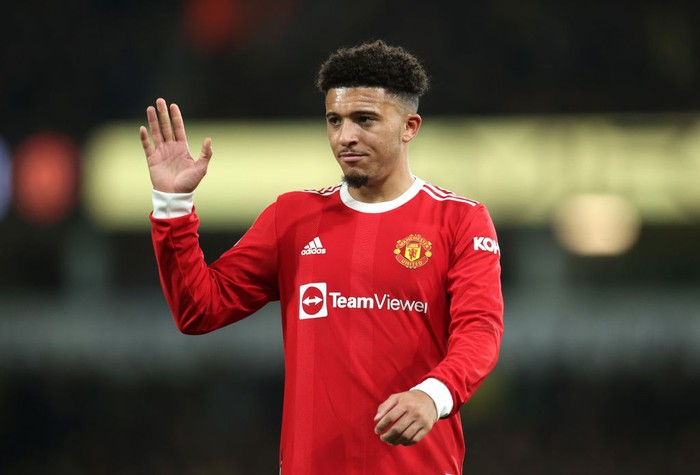 Jadon Sancho NORWICH, ENGLAND - DECEMBER 11: Jadon Sancho of Manchester United during the Premier League match between Norwich City and Manchester United at Carrow Road on December 11, 2021 in Norwich, England. (Photo by Alex Pantling/Getty Images)