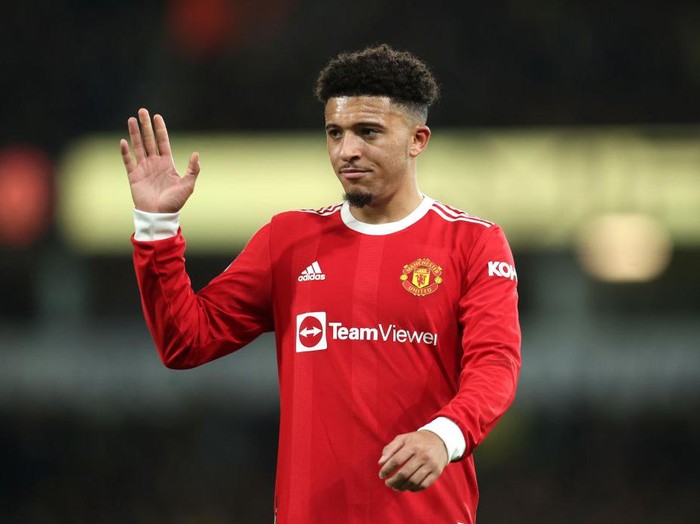 NORWICH, ENGLAND - DECEMBER 11: Jadon Sancho of Manchester United during the Premier League match between Norwich City and Manchester United at Carrow Road on December 11, 2021 in Norwich, England. (Photo by Alex Pantling/Getty Images)